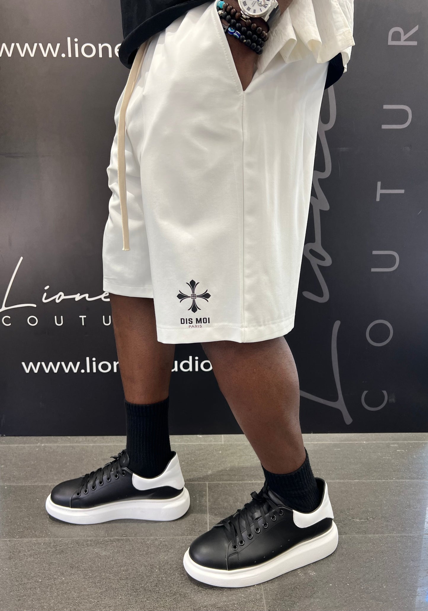 BERMUDA WHITE DIS MOI PARIS CON CROCE E LOGO
