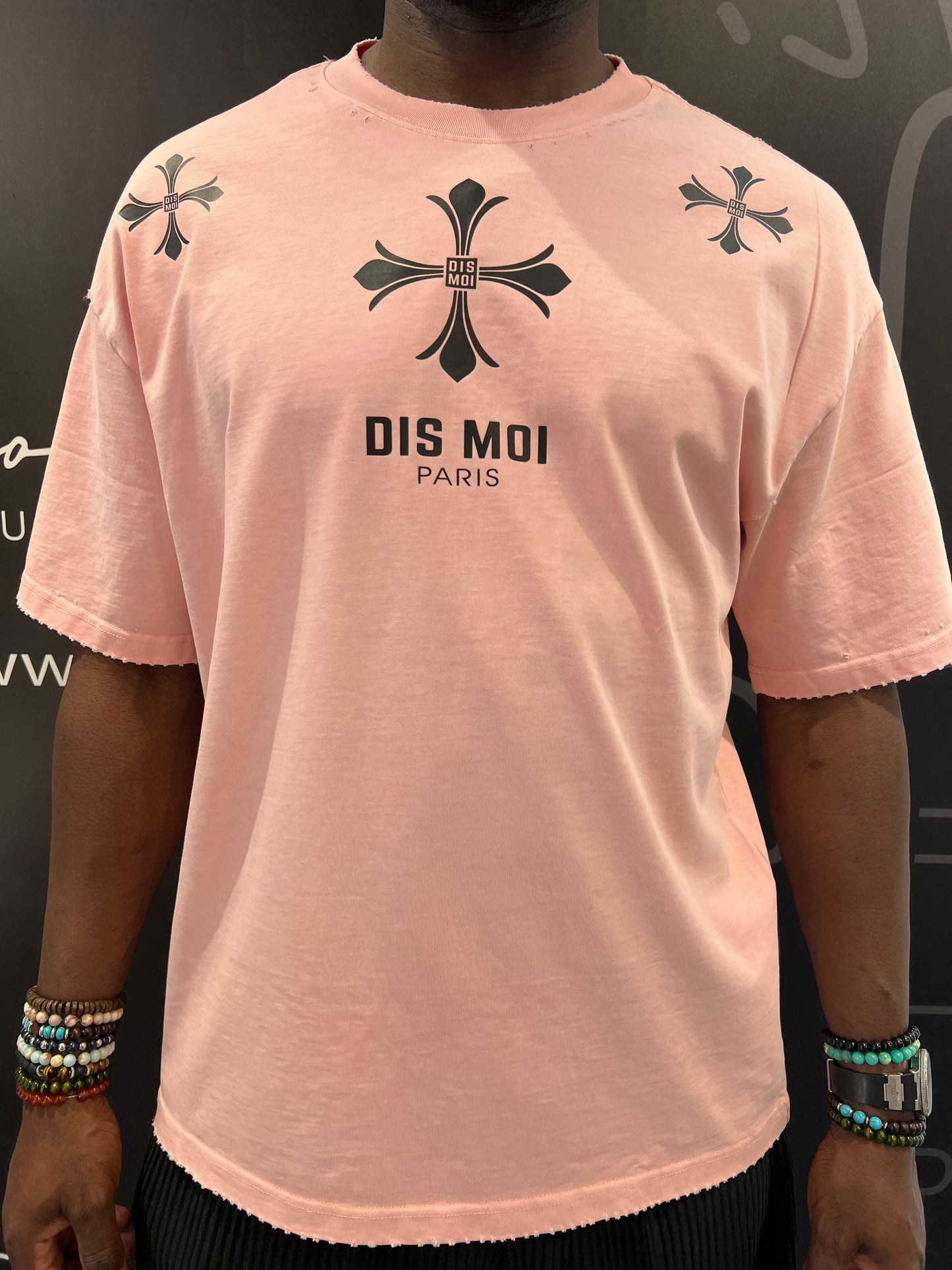 TSHIRT ROSA DIS MOI PARIS STAMPA NERA