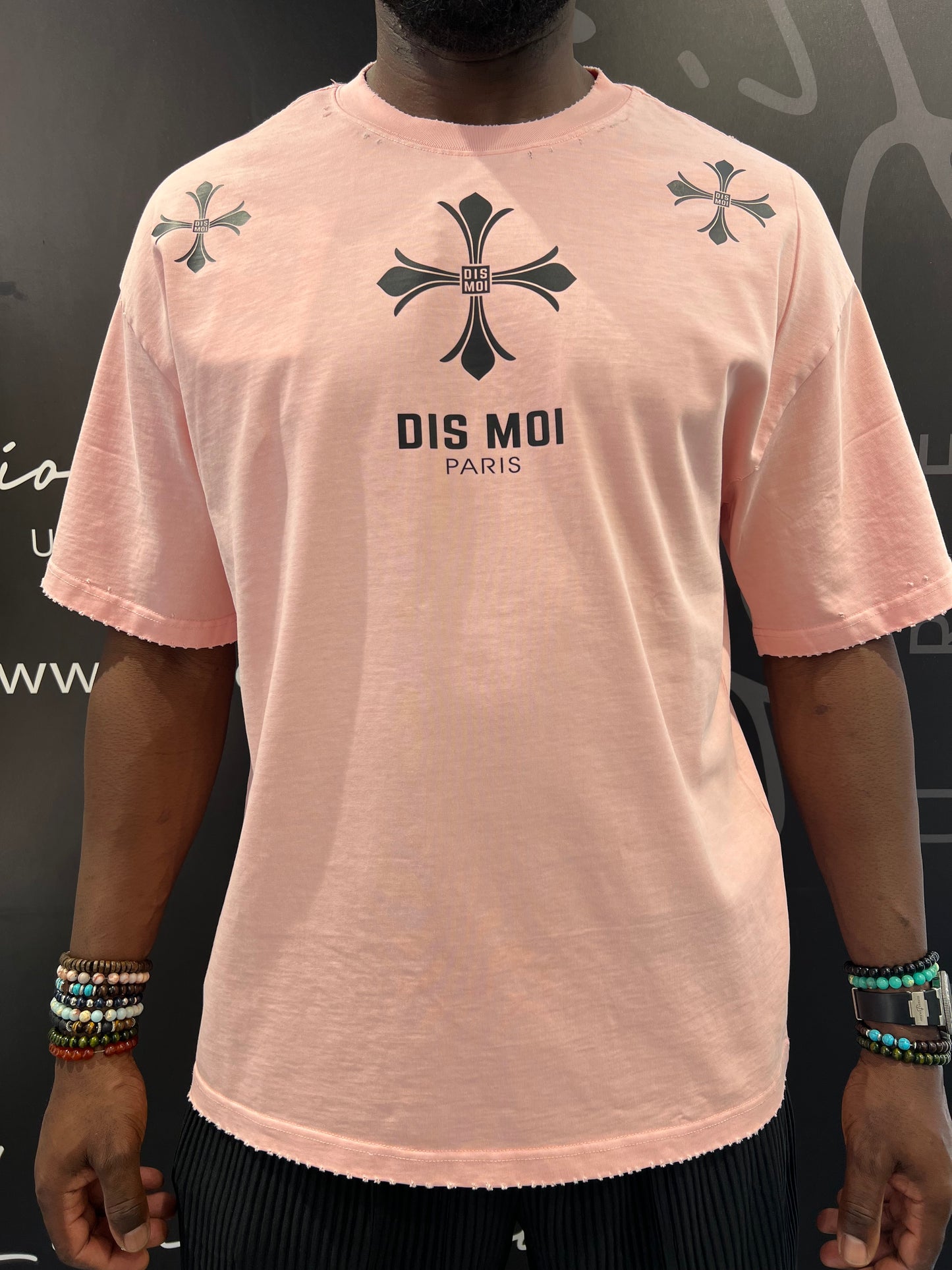TSHIRT ROSA DIS MOI PARIS STAMPA NERA