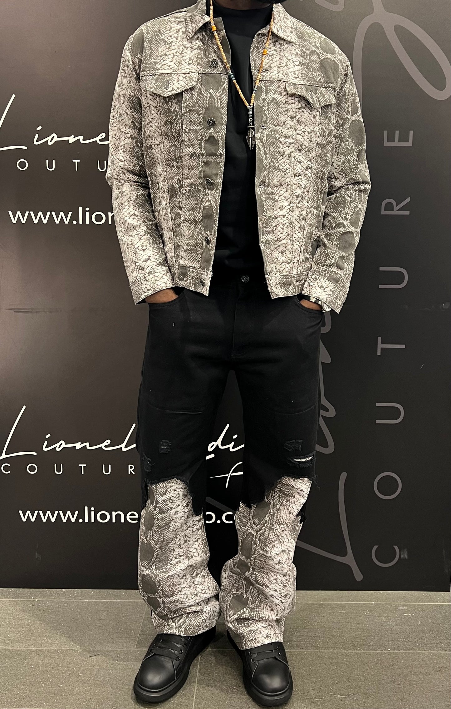 JEANS NERO CUSTOMIZED PITON