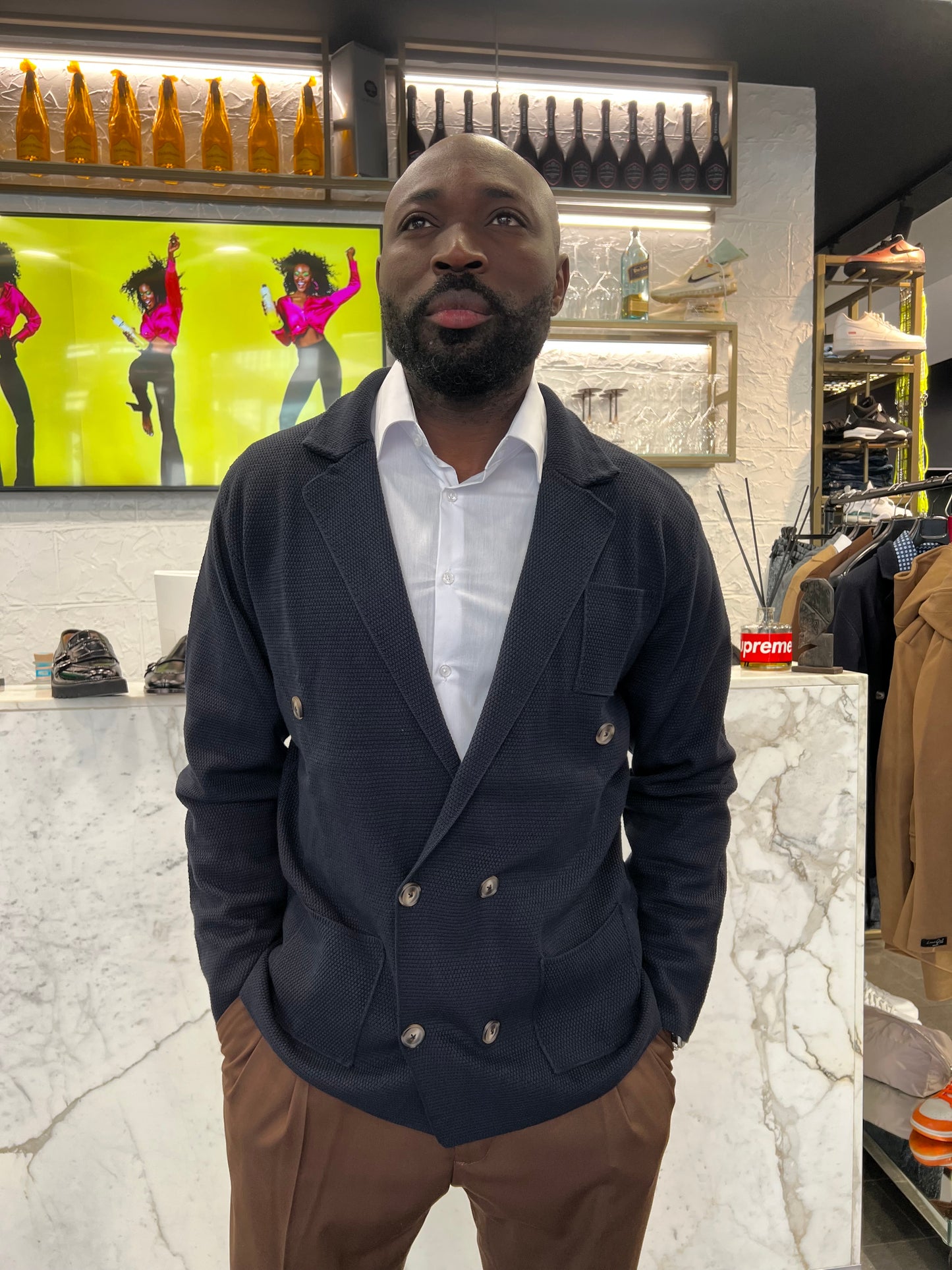 CARDIGAN JACKET BLUE DOPPIO petto