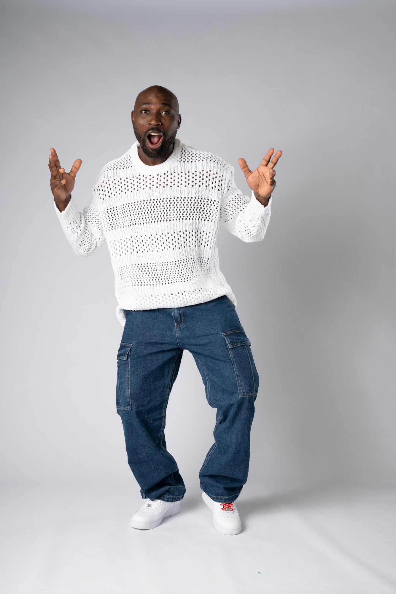 Cargo Jeans Denim Tasche Laterali