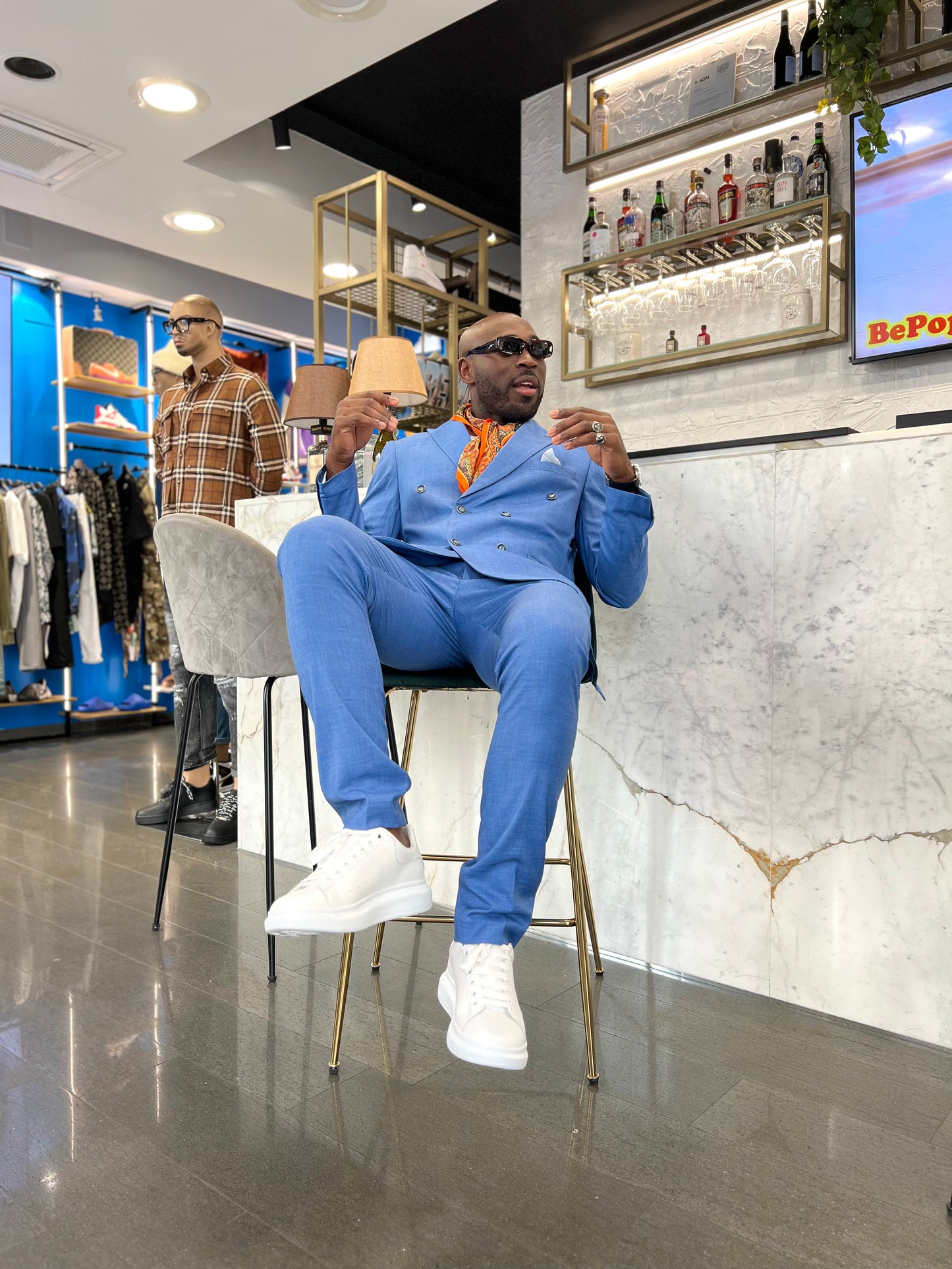 ABITO DOPPIO PETTO CELESTE