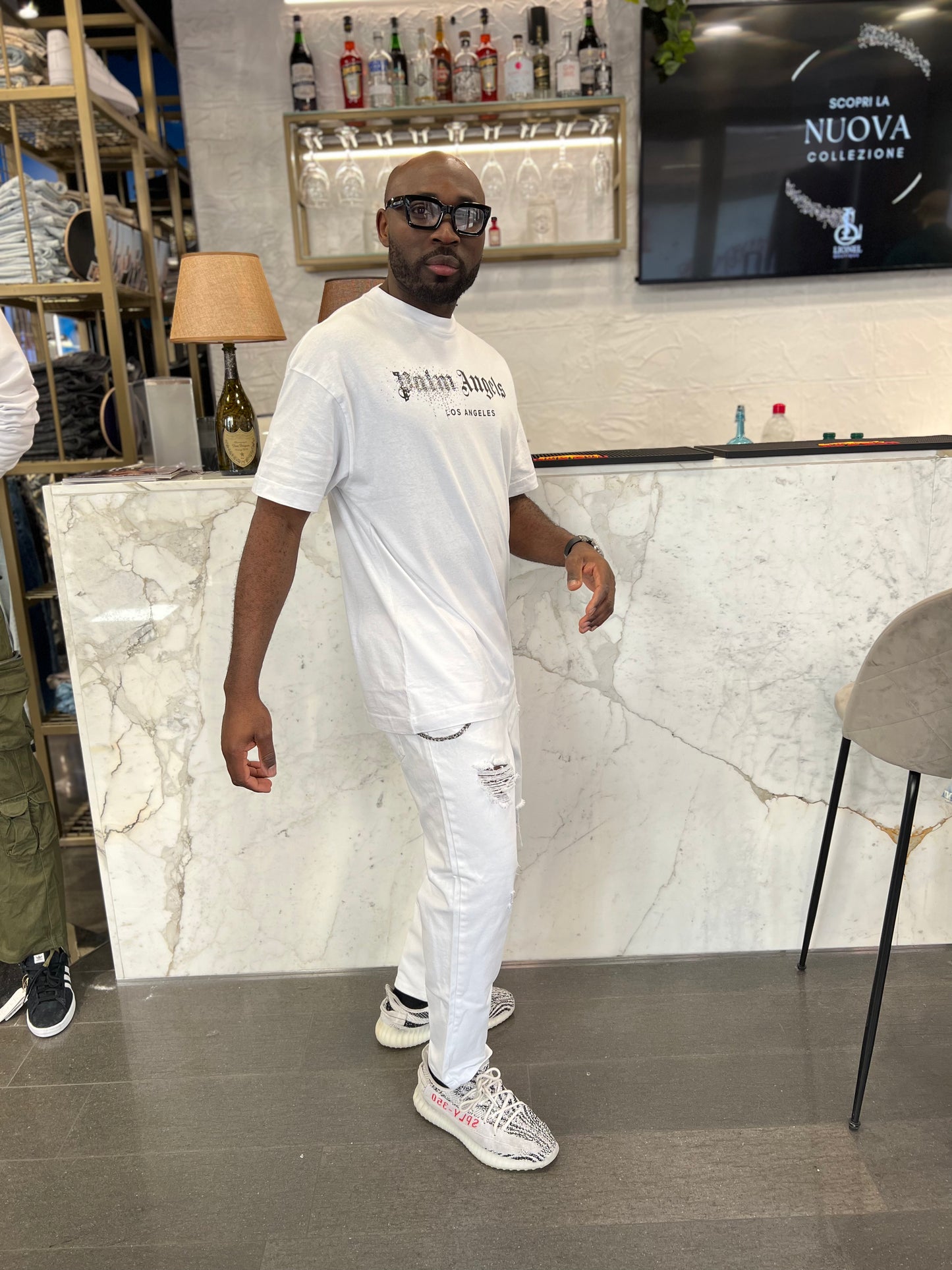 PANTALONE WHITE JEANS LOOSE FIT CON STAPPI