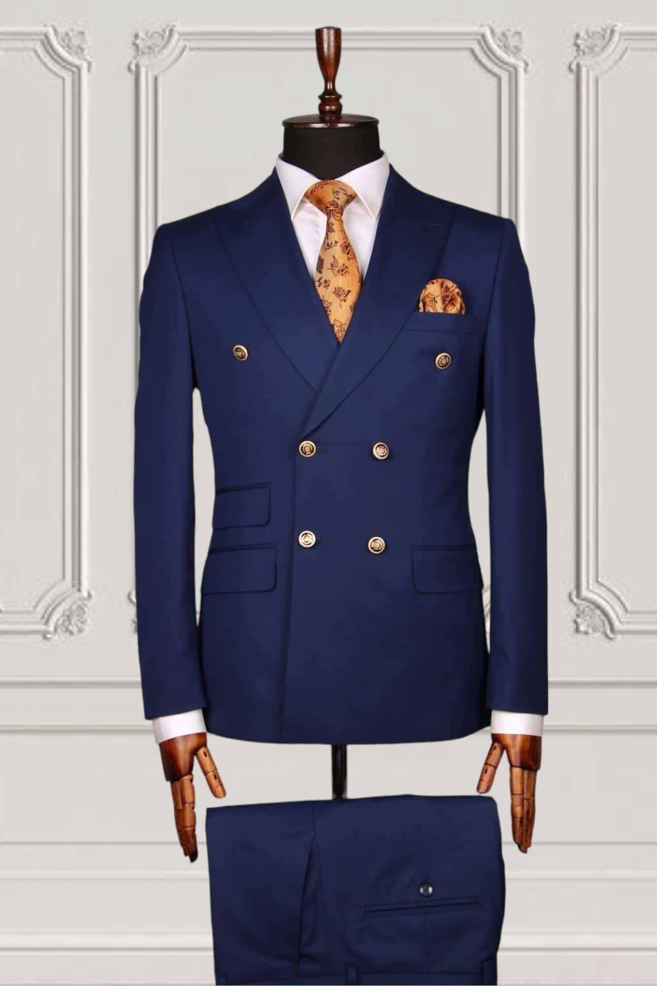ABITO DOPPIO PETTO BLUE SLIM FIT IN LANA ECOSOSTENIBILE