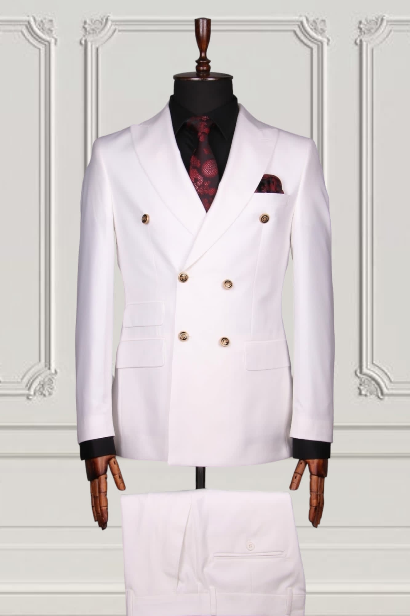 ABITO DOPPIO PETTO WHITE SLIM FIT IN LANA ECOSOSTENIBILE