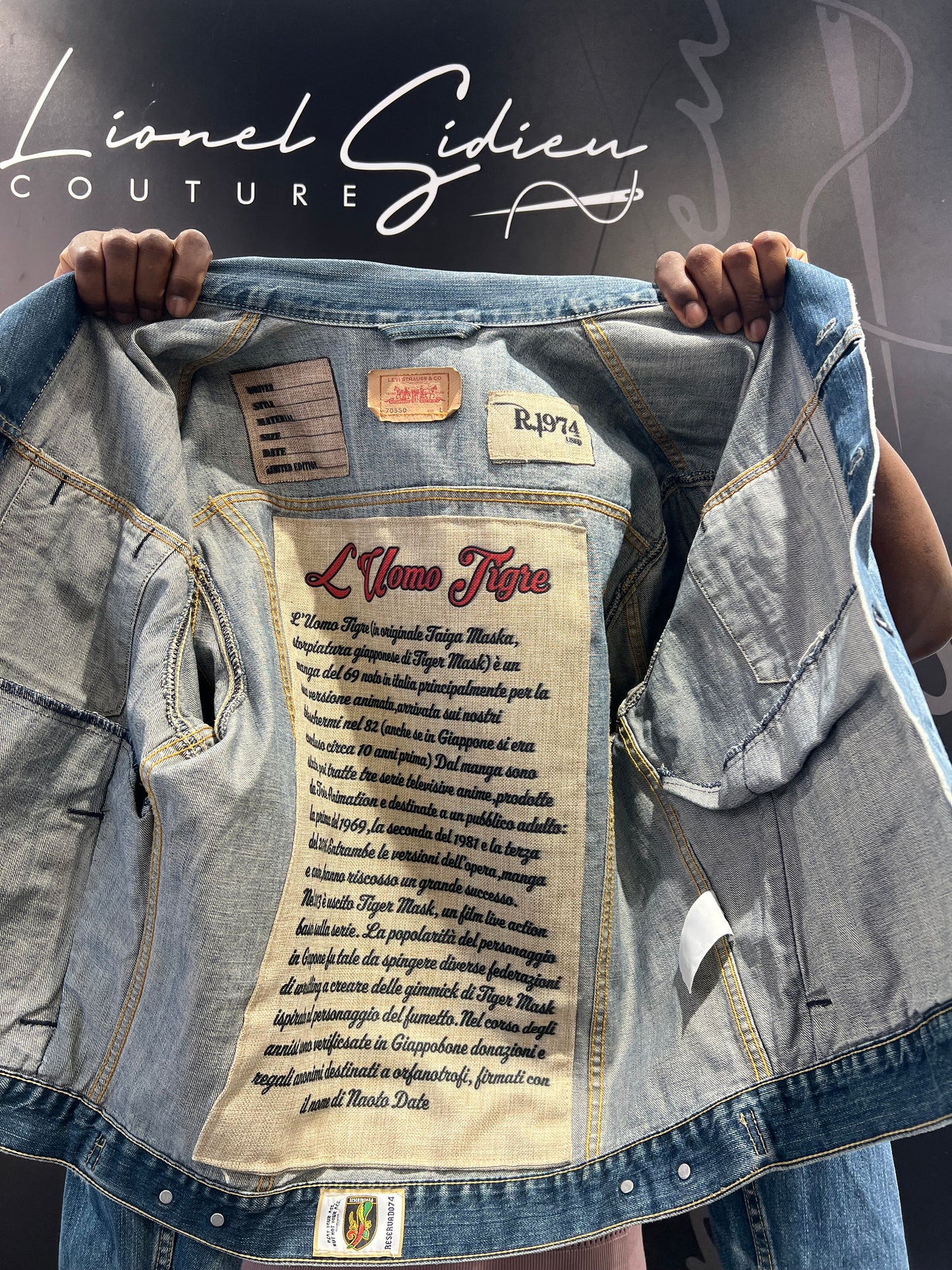 GIACCA JEANS LEVIS CUSTOM TIGRE FATTA A MANO