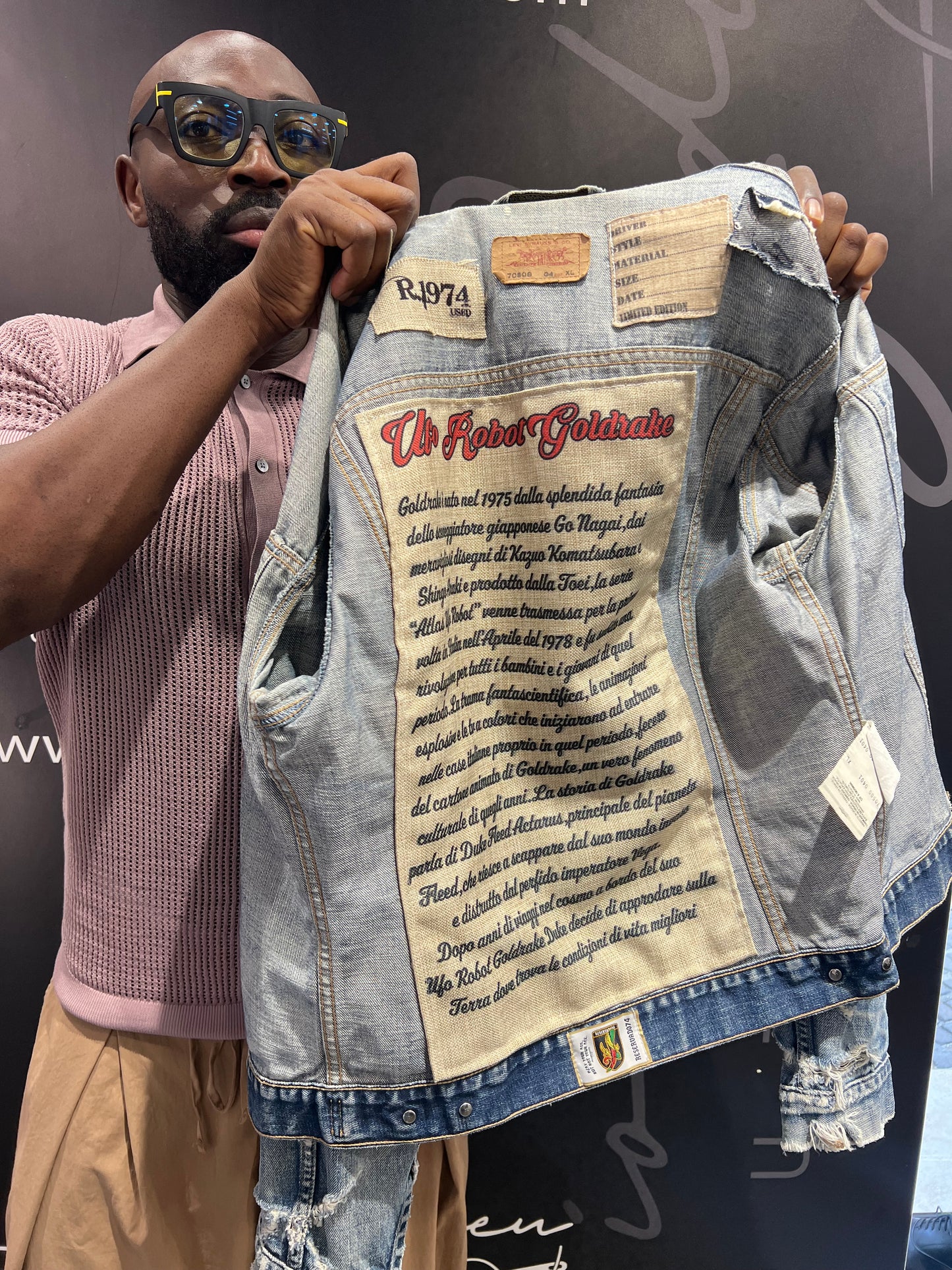 GIACCA CUSTOMIZED LEVIS GOLDRAKE REALIZZATA A MANO