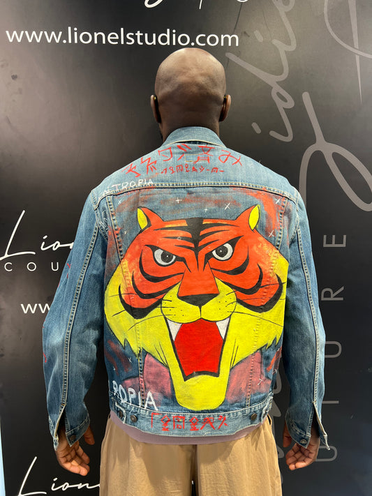 GIACCA JEANS LEVIS CUSTOM TIGRE FATTA A MANO
